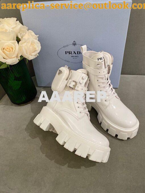 Replica Prada Brushed Rois Leather And Nylon Boots 1T255M White 4