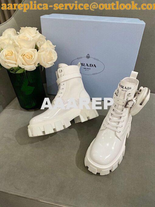 Replica Prada Brushed Rois Leather And Nylon Boots 1T255M White 5