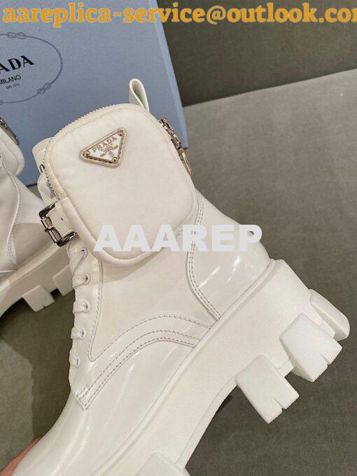 Replica Prada Brushed Rois Leather And Nylon Boots 1T255M White 6