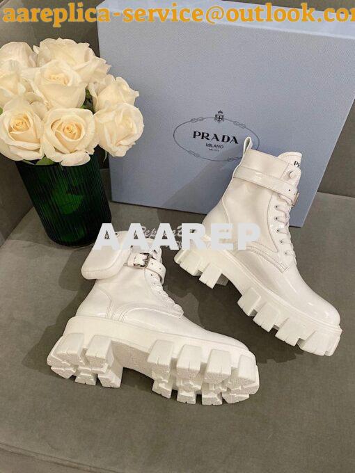 Replica Prada Brushed Rois Leather And Nylon Boots 1T255M White 7