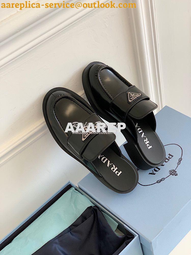 Replica Prada Brushed Leather Mules 1D652M Black 5 Replica Prada Brushed Leather Mules 1D652M Black 5