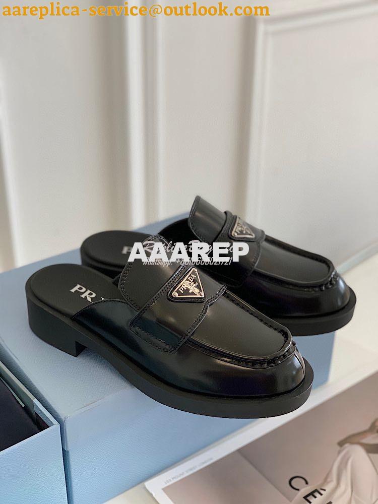 Replica Prada Brushed Leather Mules 1D652M Black 6 Replica Prada Brushed Leather Mules 1D652M Black 6