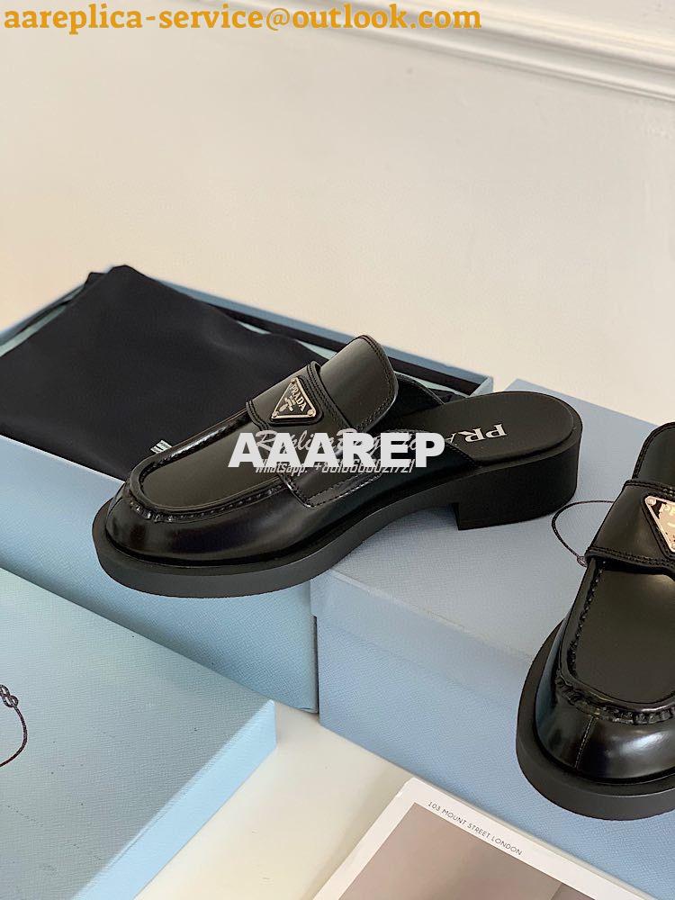 Replica Prada Brushed Leather Mules 1D652M Black 7 Replica Prada Brushed Leather Mules 1D652M Black 7