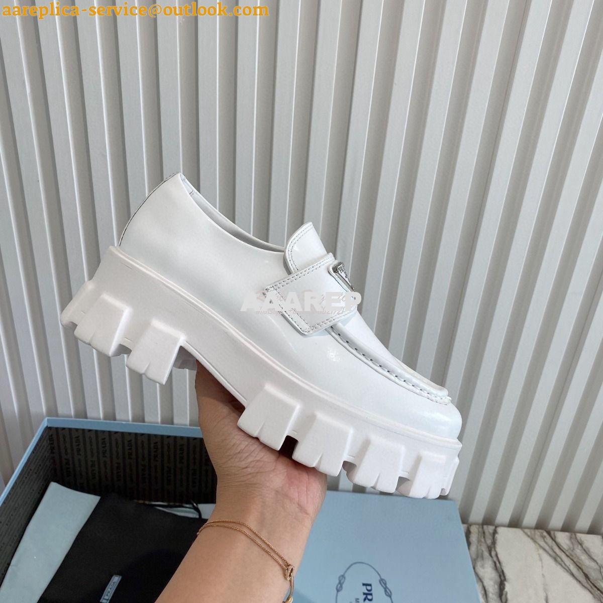 Replica Prada Monolith Brushed Leather Pointed Loafers 1D663M White 6 Replica Prada Monolith Brushed Leather Pointed Loafers 1D663M White 6