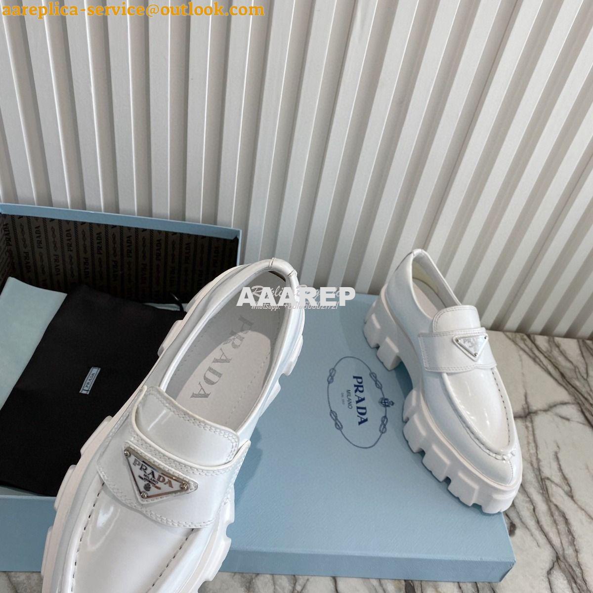 Replica Prada Monolith Brushed Leather Pointed Loafers 1D663M White 7 Replica Prada Monolith Brushed Leather Pointed Loafers 1D663M White 7