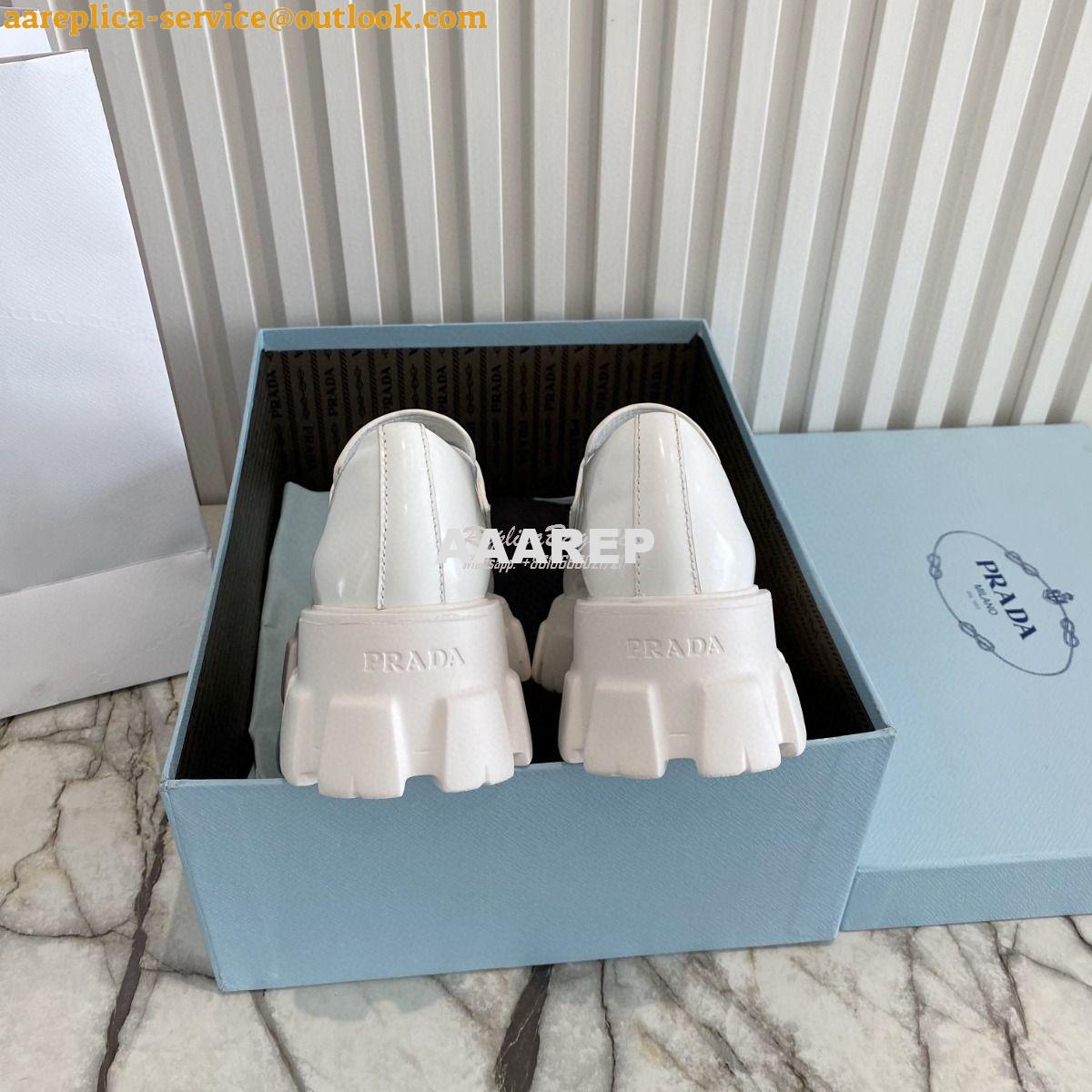Replica Prada Monolith Brushed Leather Pointed Loafers 1D663M White 9 Replica Prada Monolith Brushed Leather Pointed Loafers 1D663M White 9
