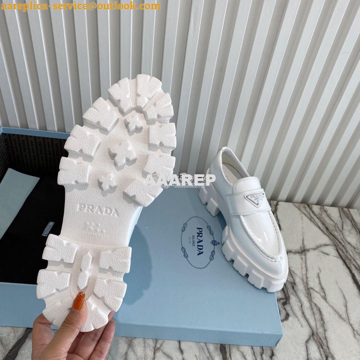 Replica Prada Monolith Brushed Leather Pointed Loafers 1D663M White 10 Replica Prada Monolith Brushed Leather Pointed Loafers 1D663M White 10
