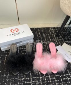 Replica Balenciaga Boudoir 70mm Sandal In Pink Feathers 787447 2