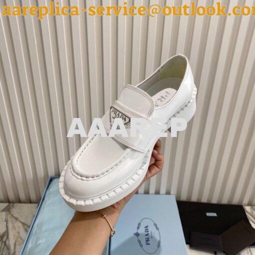 Replica Prada Brushed Leather Loafers 1D246M White 5