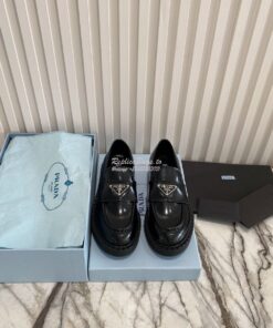 Replica Prada Brushed Leather Loafers 1D246M Black