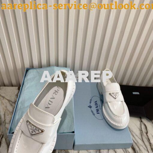 Replica Prada Brushed Leather Loafers 1D246M White 7