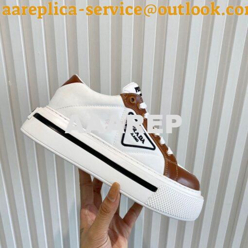Replica Prada Macro Re-nylon And Brushed Leather Sneakers 1E661M White