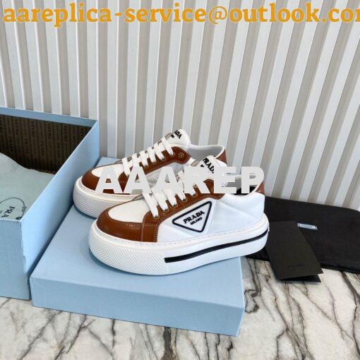 Replica Prada Macro Re-nylon And Brushed Leather Sneakers 1E661M White 2