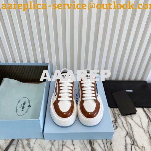 Replica Prada Macro Re-nylon And Brushed Leather Sneakers 1E661M White 3