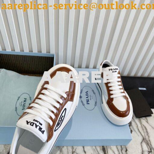Replica Prada Macro Re-nylon And Brushed Leather Sneakers 1E661M White 7