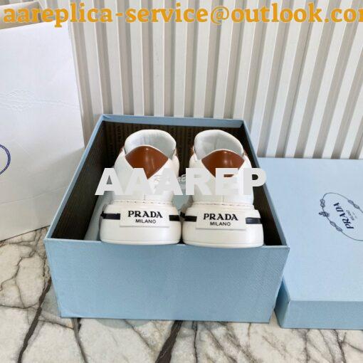 Replica Prada Macro Re-nylon And Brushed Leather Sneakers 1E661M White 8