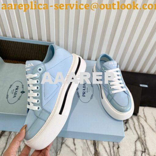 Replica Prada Macro Re-nylon And Brushed Leather Sneakers 1E661M Blue 2