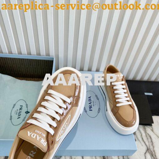 Replica Prada Macro Re-nylon And Brushed Leather Sneakers 1E661M Camel 6
