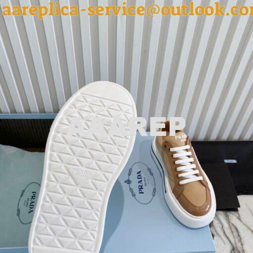 Replica Prada Macro Re-nylon And Brushed Leather Sneakers 1E661M Camel 8