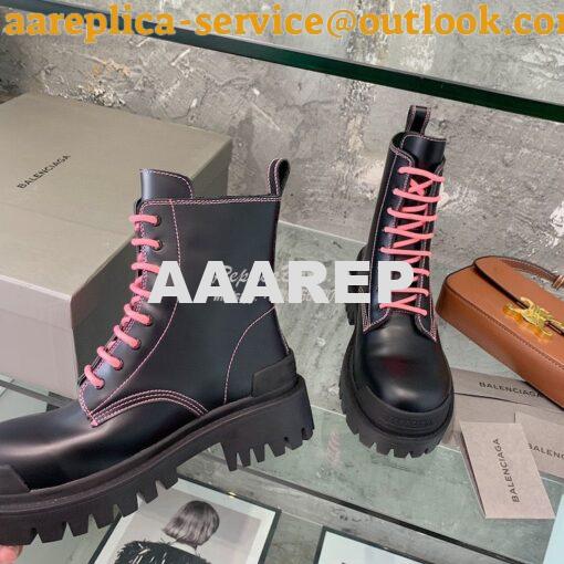 Replica Balenciaga Women's Strike 20mm Lace-up Boot In Black/ Fluo Pin 5