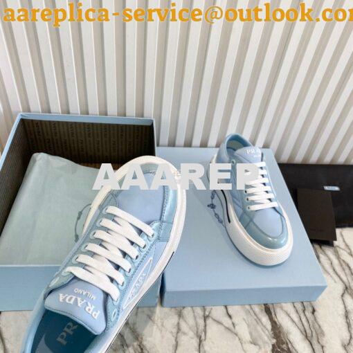 Replica Prada Macro Re-nylon And Brushed Leather Sneakers 1E661M Blue 5