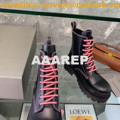 Replica Balenciaga Women's Strike 20mm Lace-up Boot In Black/ Fluo Pin 8