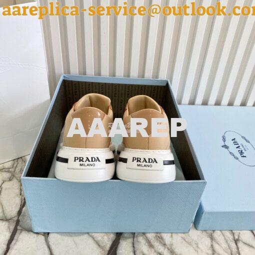 Replica Prada Macro Re-nylon And Brushed Leather Sneakers 1E661M Camel 9