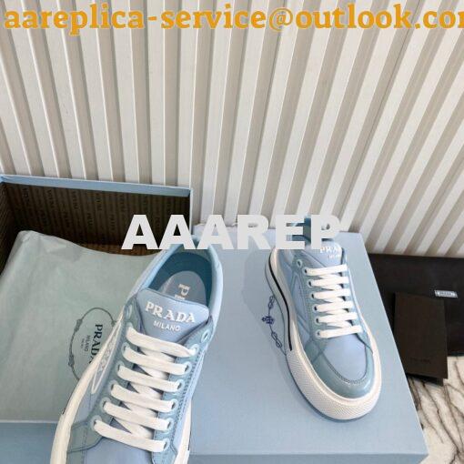 Replica Prada Macro Re-nylon And Brushed Leather Sneakers 1E661M Blue 8
