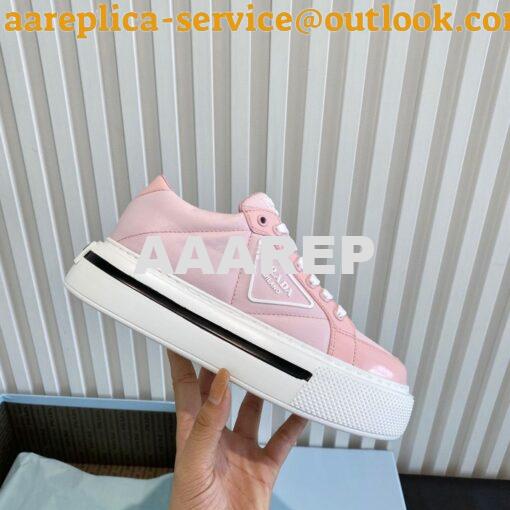 Replica Prada Macro Re-nylon And Brushed Leather Sneakers 1E661M Pink