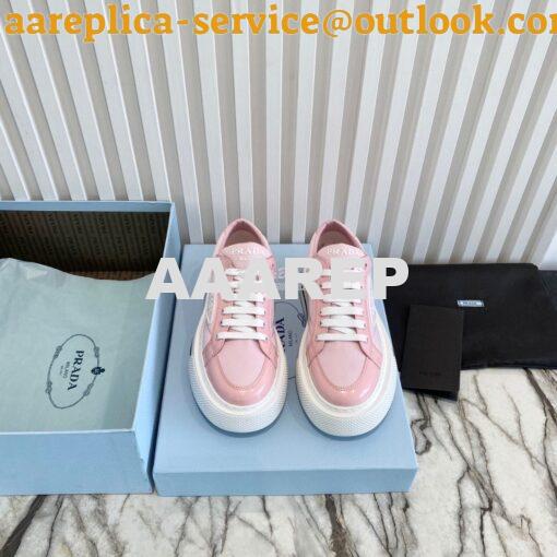 Replica Prada Macro Re-nylon And Brushed Leather Sneakers 1E661M Pink 2