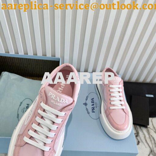 Replica Prada Macro Re-nylon And Brushed Leather Sneakers 1E661M Pink 4