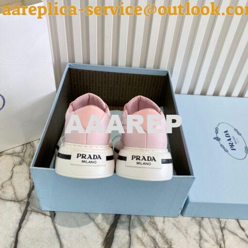 Replica Prada Macro Re-nylon And Brushed Leather Sneakers 1E661M Pink 7