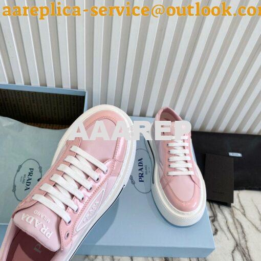 Replica Prada Macro Re-nylon And Brushed Leather Sneakers 1E661M Pink 8