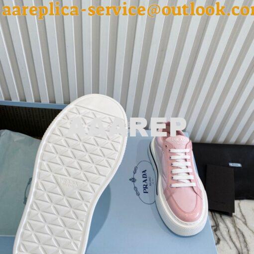 Replica Prada Macro Re-nylon And Brushed Leather Sneakers 1E661M Pink 9