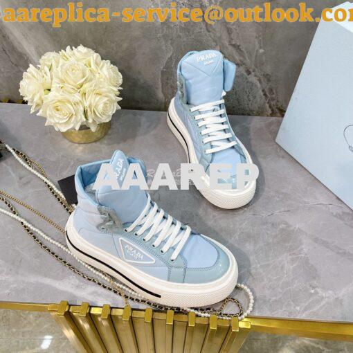 Replica Prada Macro Re-Nylon and brushed leather high-top sneakers 1T6 5