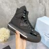 Replica Prada Macro Re-Nylon and brushed leather high-top sneakers 1T6 11