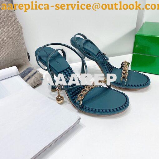 Replica Bottega Veneta BV Dot Leather Sandals 667178 Blue 3