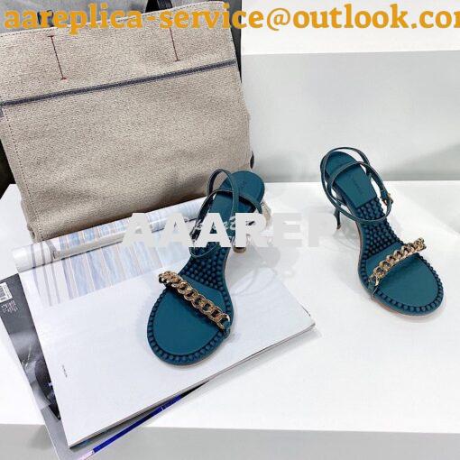 Replica Bottega Veneta BV Dot Leather Sandals 667178 Blue 4