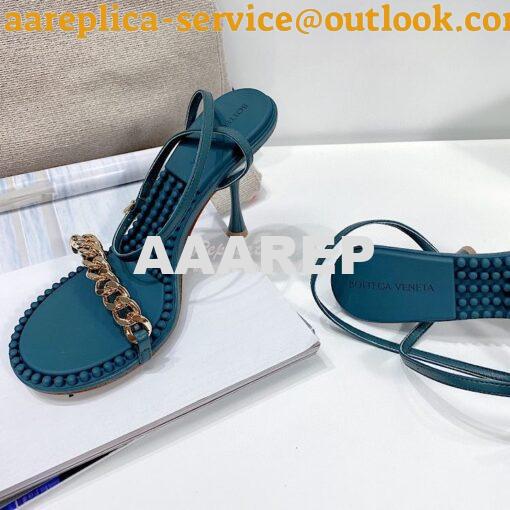 Replica Bottega Veneta BV Dot Leather Sandals 667178 Blue 7