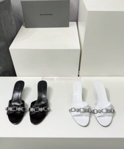 Replica Balenciaga Cagole 70mm Sandal In Arena Lambskin with Crystals