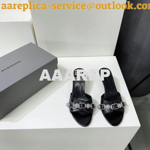 Replica Balenciaga Cagole 70mm Sandal In Arena Lambskin with Crystals 3