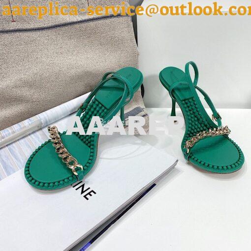 Replica Bottega Veneta BV Dot Leather Sandals 667178 Green 4