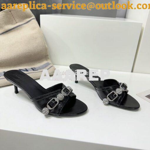 Replica Balenciaga Cagole 70mm Sandal In Arena Lambskin with Crystals 5