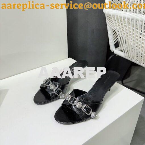 Replica Balenciaga Cagole 70mm Sandal In Arena Lambskin with Crystals 6