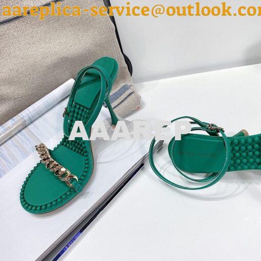Replica Bottega Veneta BV Dot Leather Sandals 667178 Green 7