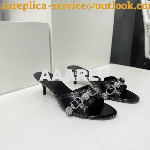 Replica Balenciaga Cagole 70mm Sandal In Arena Lambskin with Crystals 7