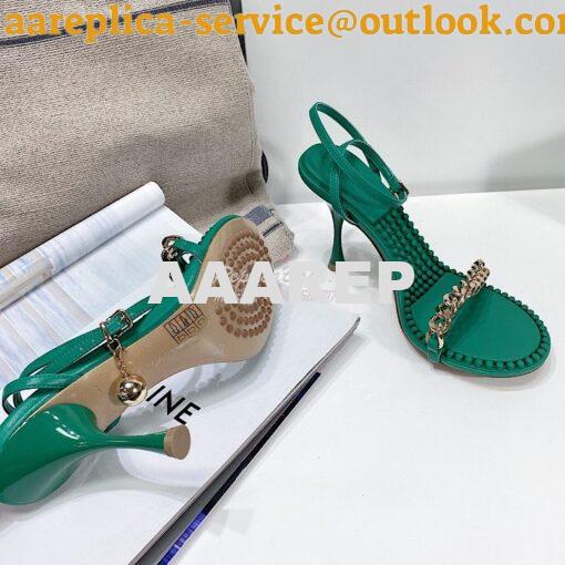 Replica Bottega Veneta BV Dot Leather Sandals 667178 Green 8