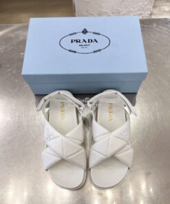 Replica Prada Sporty Quilted Nappa Leather Sandals 1X599M White 2