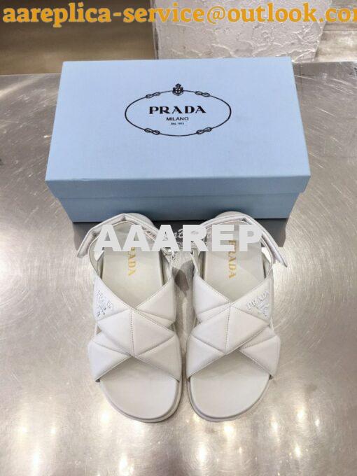 Replica Prada Sporty Quilted Nappa Leather Sandals 1X599M White 2