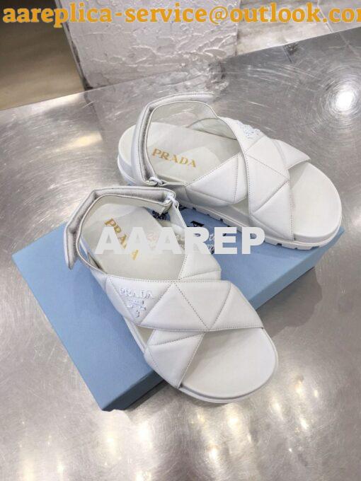 Replica Prada Sporty Quilted Nappa Leather Sandals 1X599M White 4